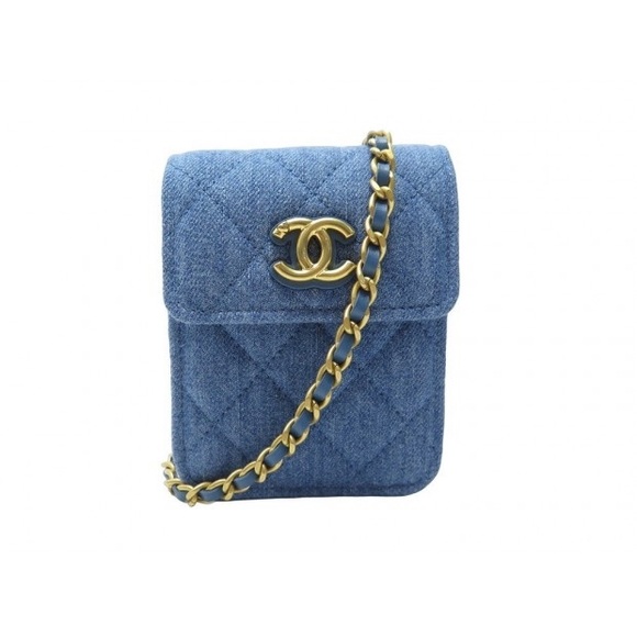 Chanel Makeup Bag crossbody purse chain CC denim pouch - Picture 9 of 9